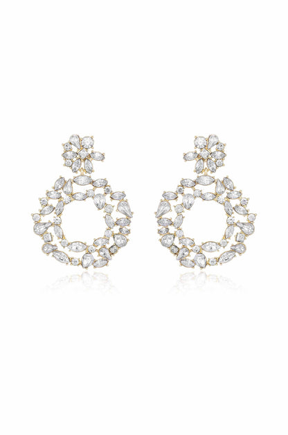 Crystal Bouquet Earrings - Clear Crystal with 18k Gold Plating | Ettika