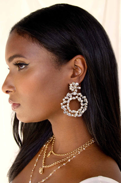 Crystal Bouquet Earrings - Clear Crystal with 18k Gold Plating | Ettika