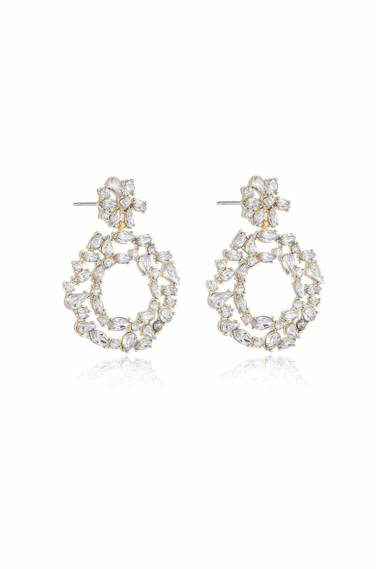 Crystal Bouquet Earrings - Clear Crystal with 18k Gold Plating | Ettika