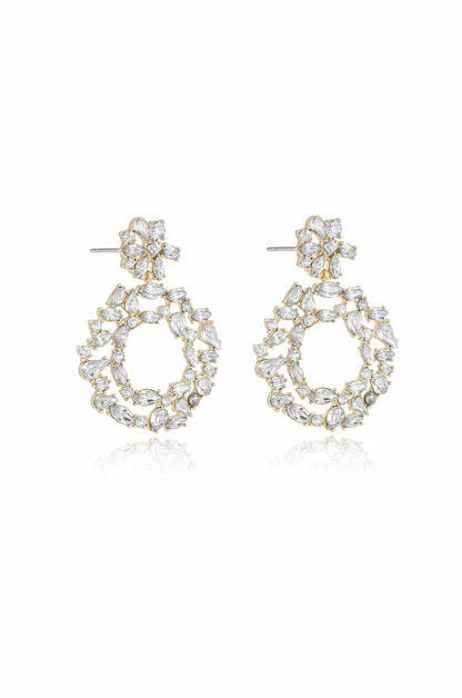 Crystal Bouquet Earrings - Clear Crystal with 18k Gold Plating | Ettika