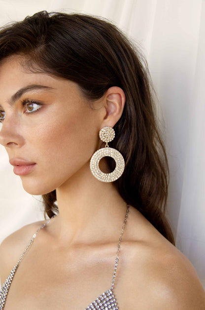 Spinning Records Crystal Earrings - Clear Crystals | Ettika