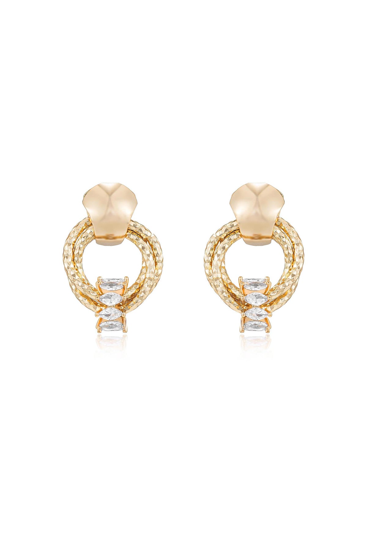 Mini Barrel Crystal Earrings - Clear Crystals | Ettika