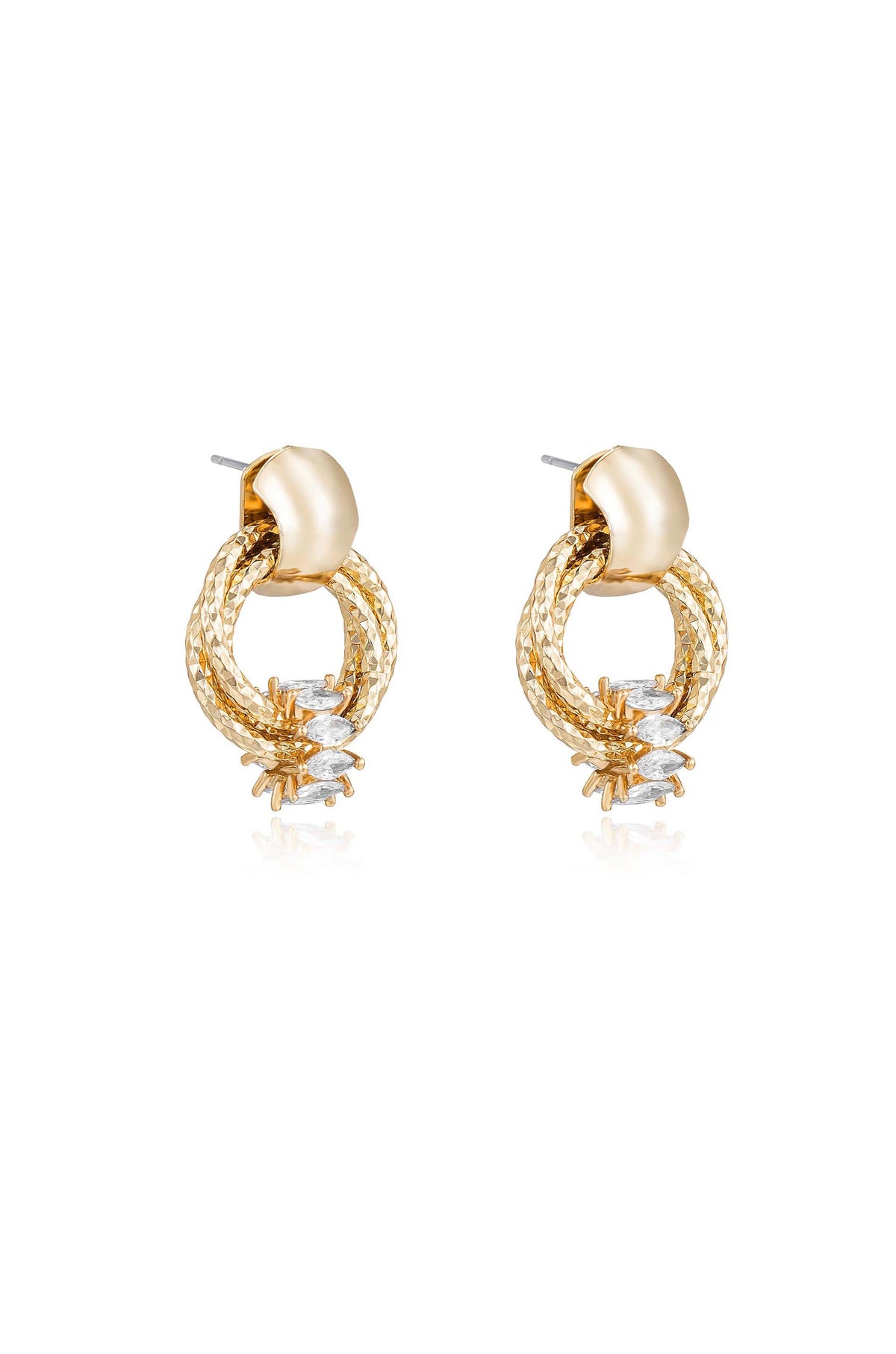 Mini Barrel Crystal Earrings - Clear Crystals | Ettika