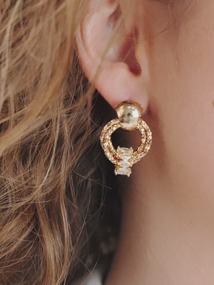 Mini Barrel Crystal Earrings - Clear Crystals | Ettika