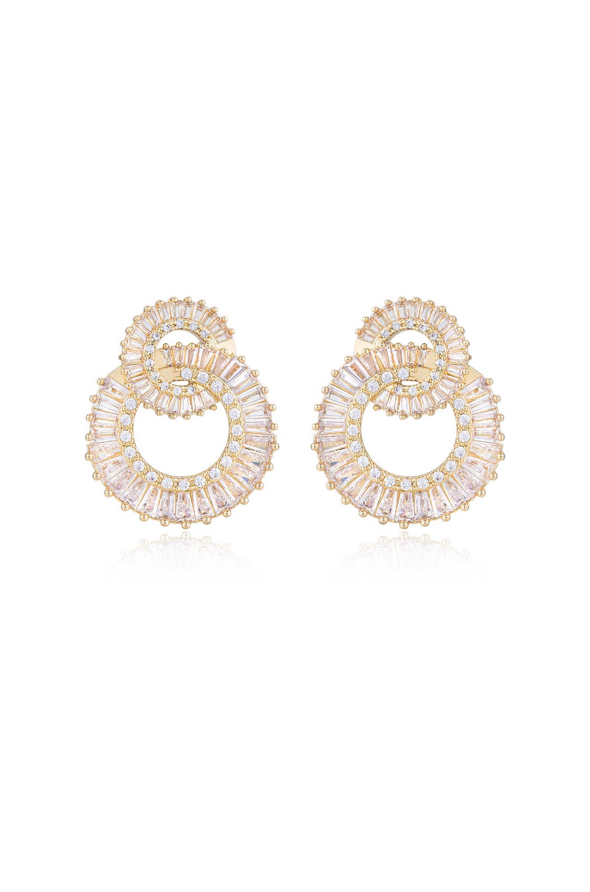 Rotating Circles Crystal Earrings - Clear Crystal with 18k Gold Plating | Ettika