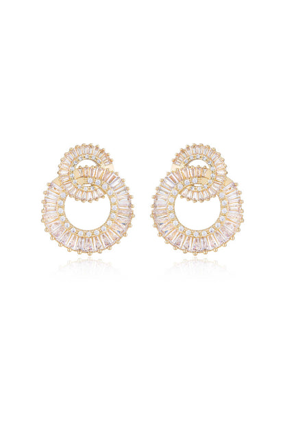 Rotating Circles Crystal Earrings - Clear Crystal with 18k Gold Plating | Ettika