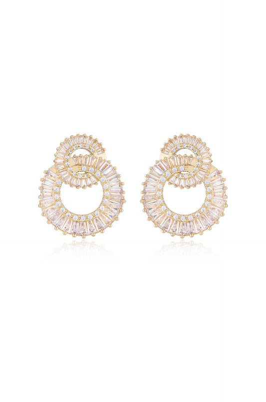 Rotating Circles Crystal Earrings - Clear Crystal with 18k Gold Plating | Ettika