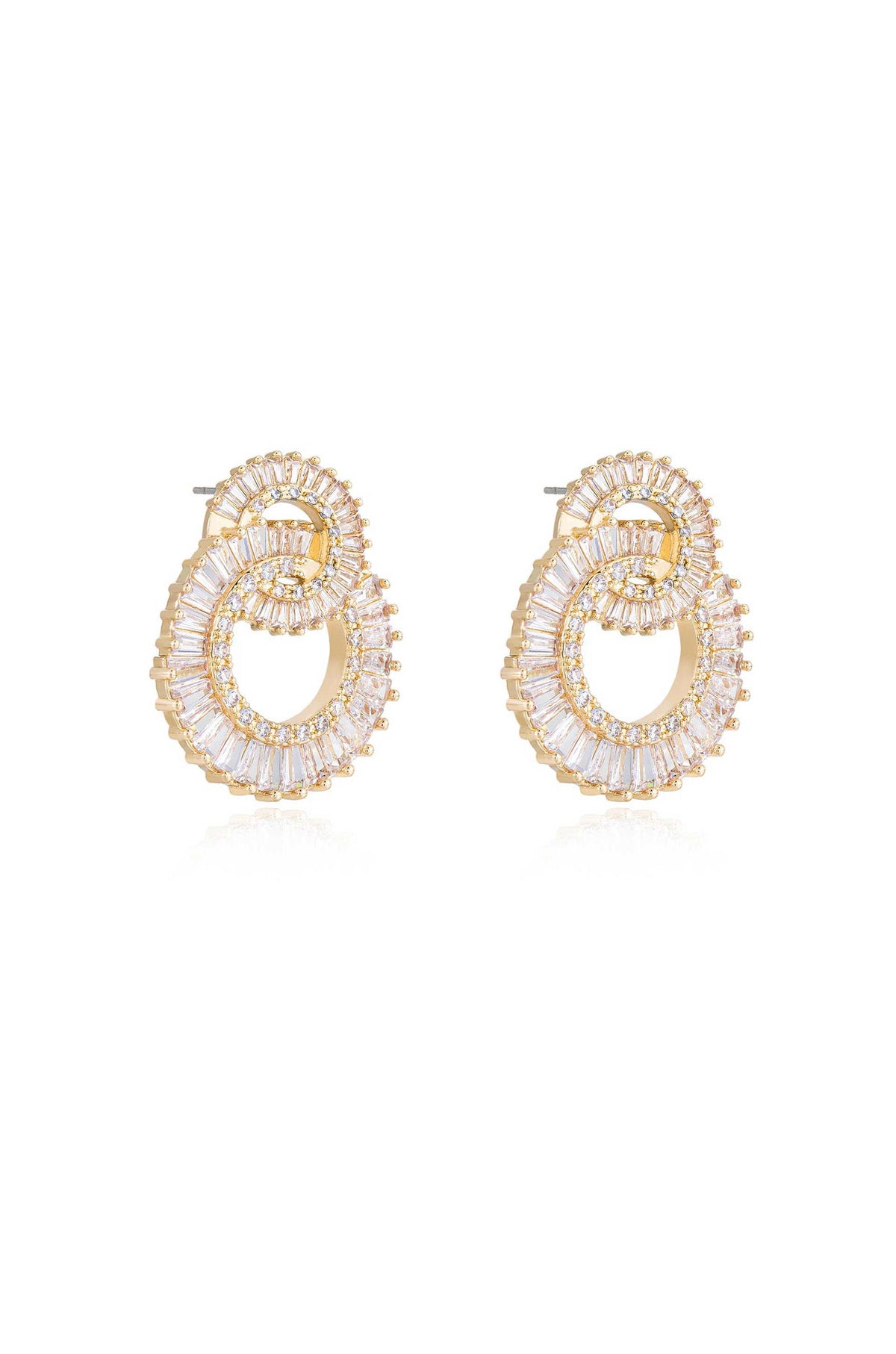 Rotating Circles Crystal Earrings - Clear Crystal with 18k Gold Plating | Ettika