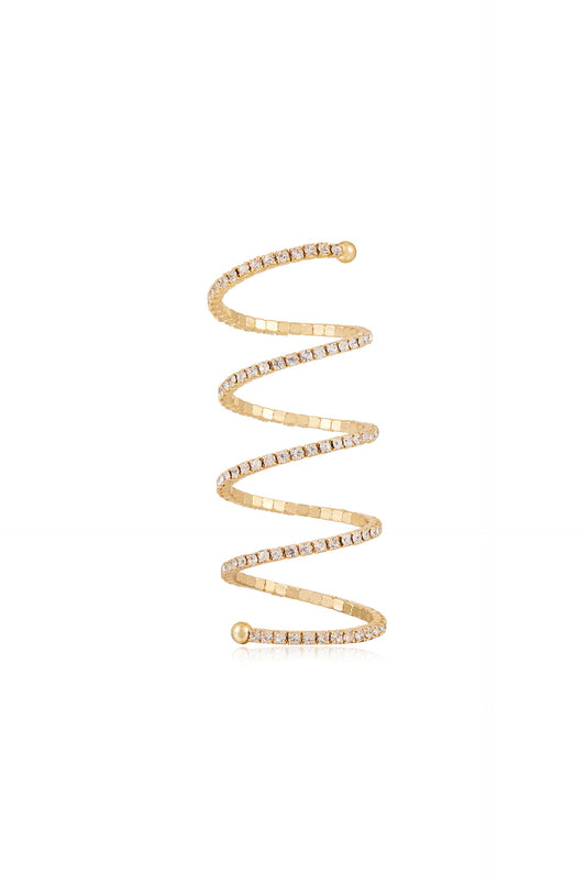 Spiral Down Crystal Ring - Clear Crystals | Ettika