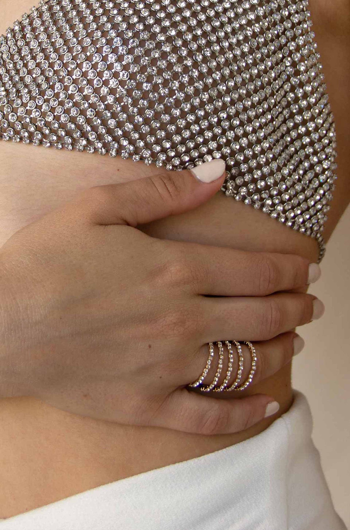Spiral Down Crystal Ring - Clear Crystals | Ettika