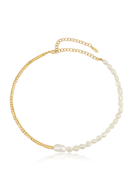 Mixed Up Freshwater Pearl Beaded Necklace - Pearl | Ettika