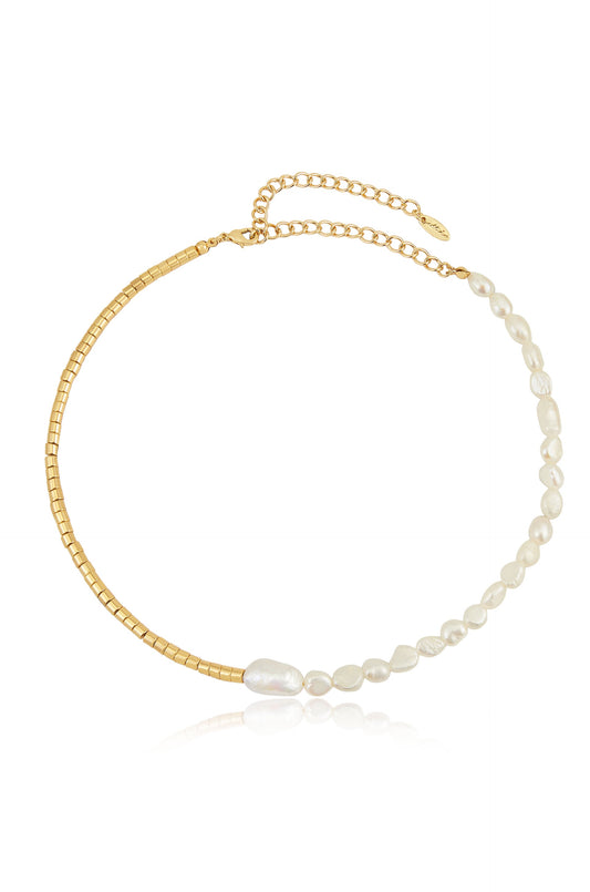 Mixed Up Freshwater Pearl Beaded Necklace - Pearl | Ettika
