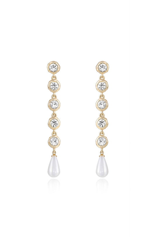 Elegantly Modern Dangle Earrings - Clear Crystals | Ettika