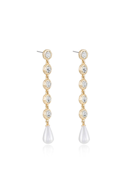 Elegantly Modern Dangle Earrings - Clear Crystals | Ettika