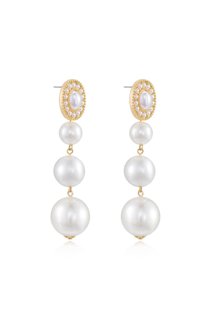Graduating Pearl Dangle Earrings - Pearl | Ettika