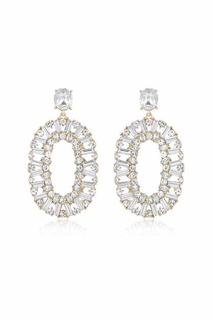 Sparkle Oval Dangle Earrings - Clear Crystals | Ettika
