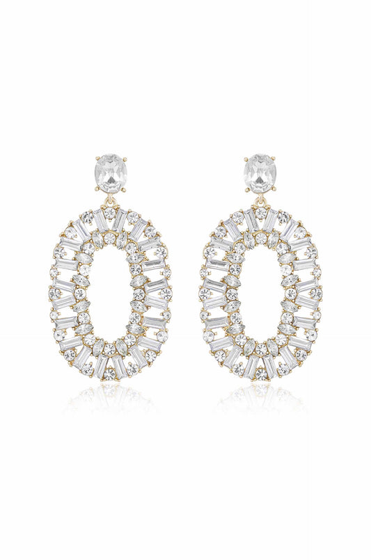 Sparkle Oval Dangle Earrings - Clear Crystals | Ettika