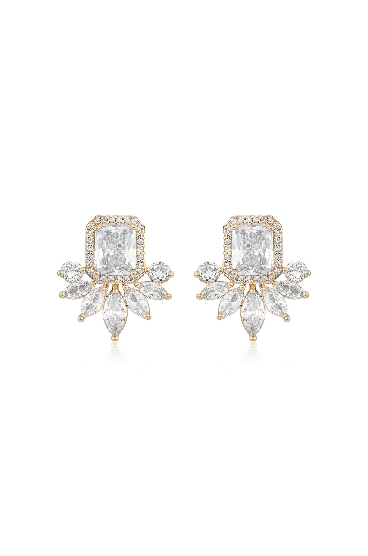 Shine Crystal Stud Earrings - Clear Crystal with 18k Gold Plating | Ettika