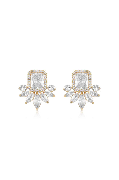 Shine Crystal Stud Earrings - Clear Crystal with 18k Gold Plating | Ettika