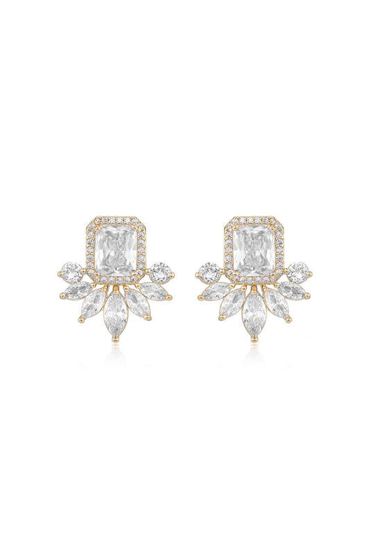 Shine Crystal Stud Earrings - Clear Crystal with 18k Gold Plating | Ettika