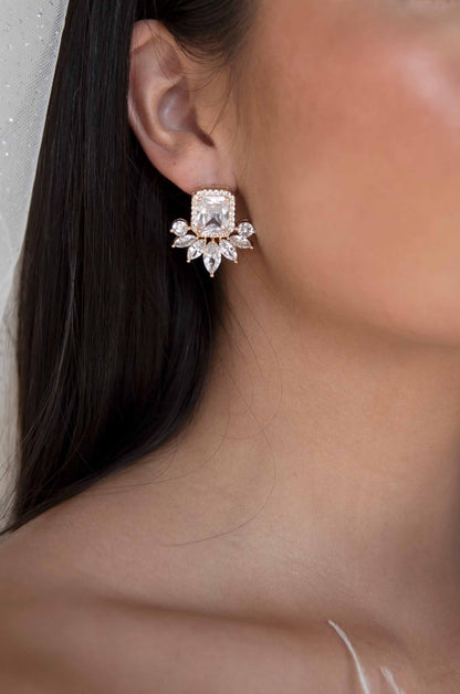 Shine Crystal Stud Earrings - Clear Crystal with 18k Gold Plating | Ettika