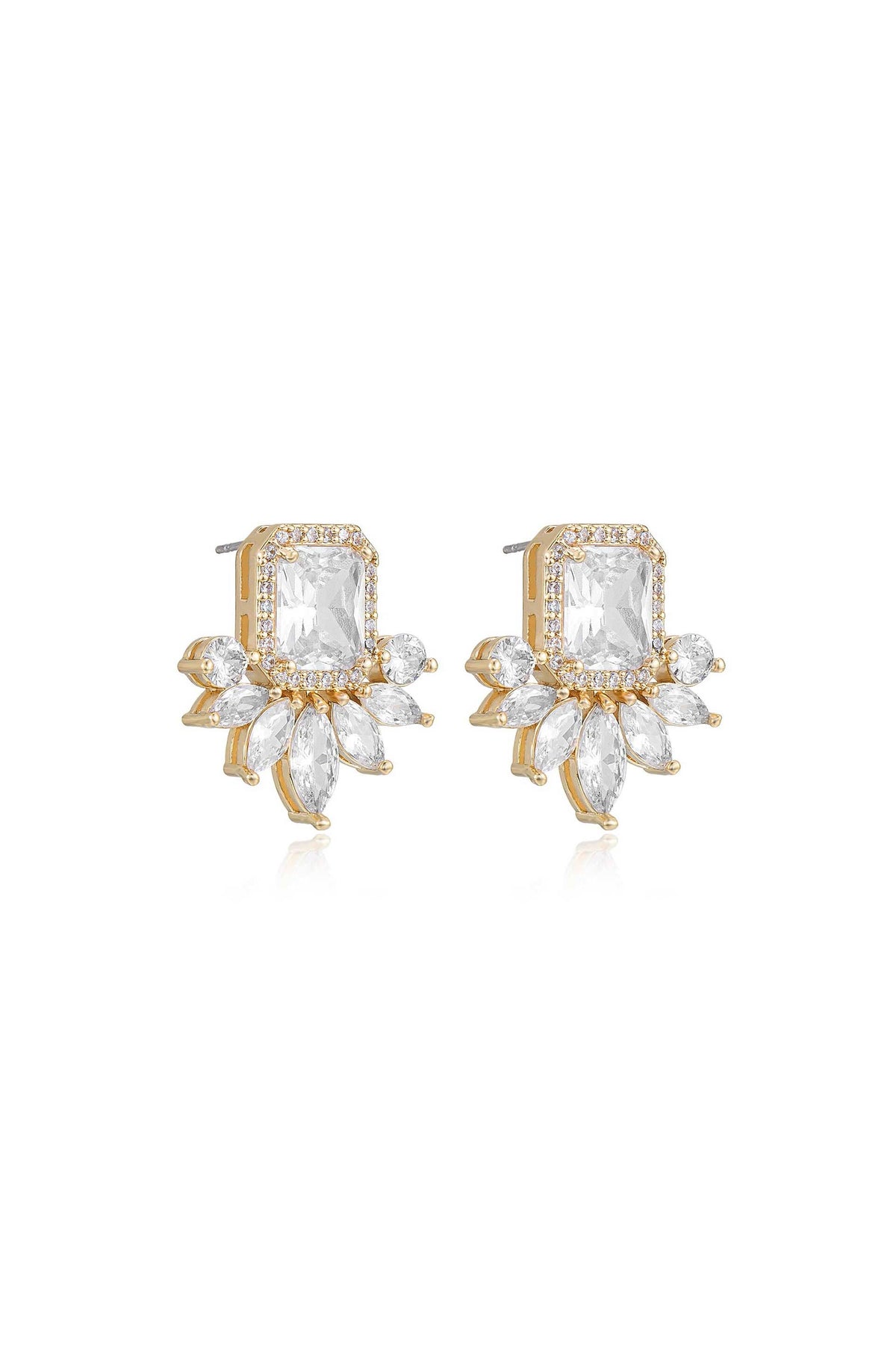 Shine Crystal Stud Earrings - Clear Crystal with 18k Gold Plating | Ettika