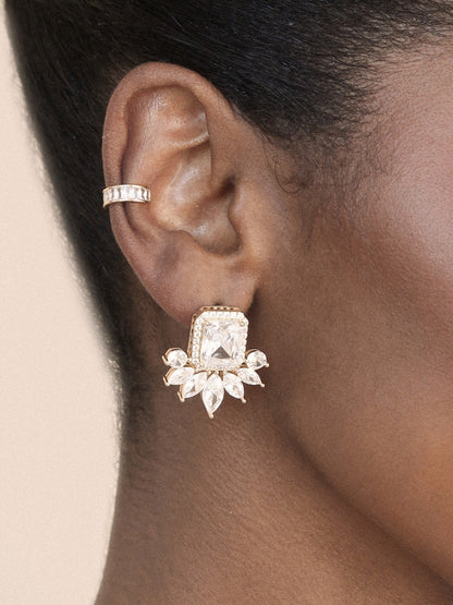 Shine Crystal Stud Earrings - Clear Crystal with 18k Gold Plating | Ettika