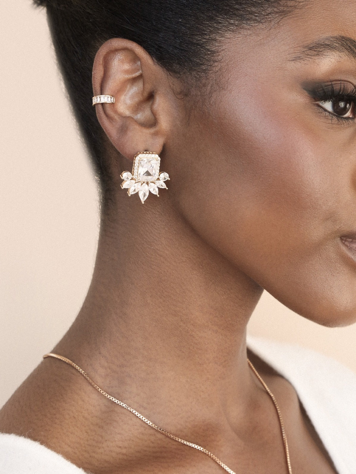 Shine Crystal Stud Earrings - Clear Crystal with 18k Gold Plating | Ettika