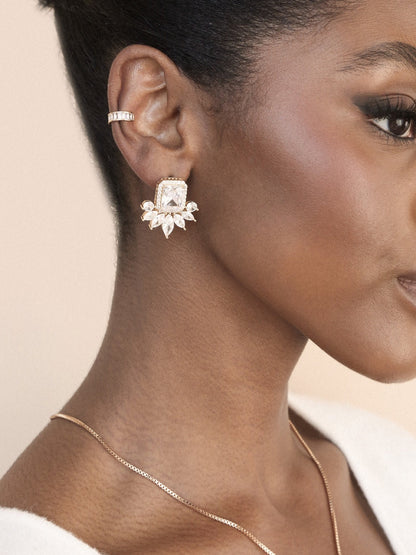 Shine Crystal Stud Earrings - Clear Crystal with 18k Gold Plating | Ettika