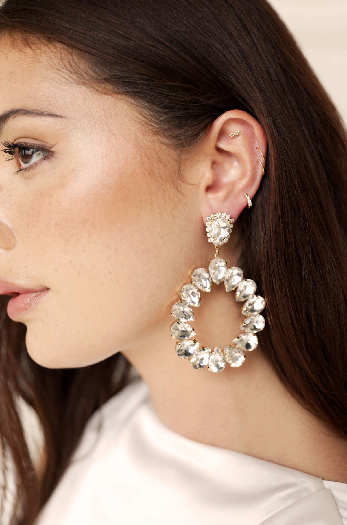 Ring It In Crystal Earrings - Clear Crystals | Ettika