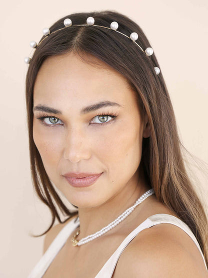 Pearl Studded Headband - Pearl | Ettika