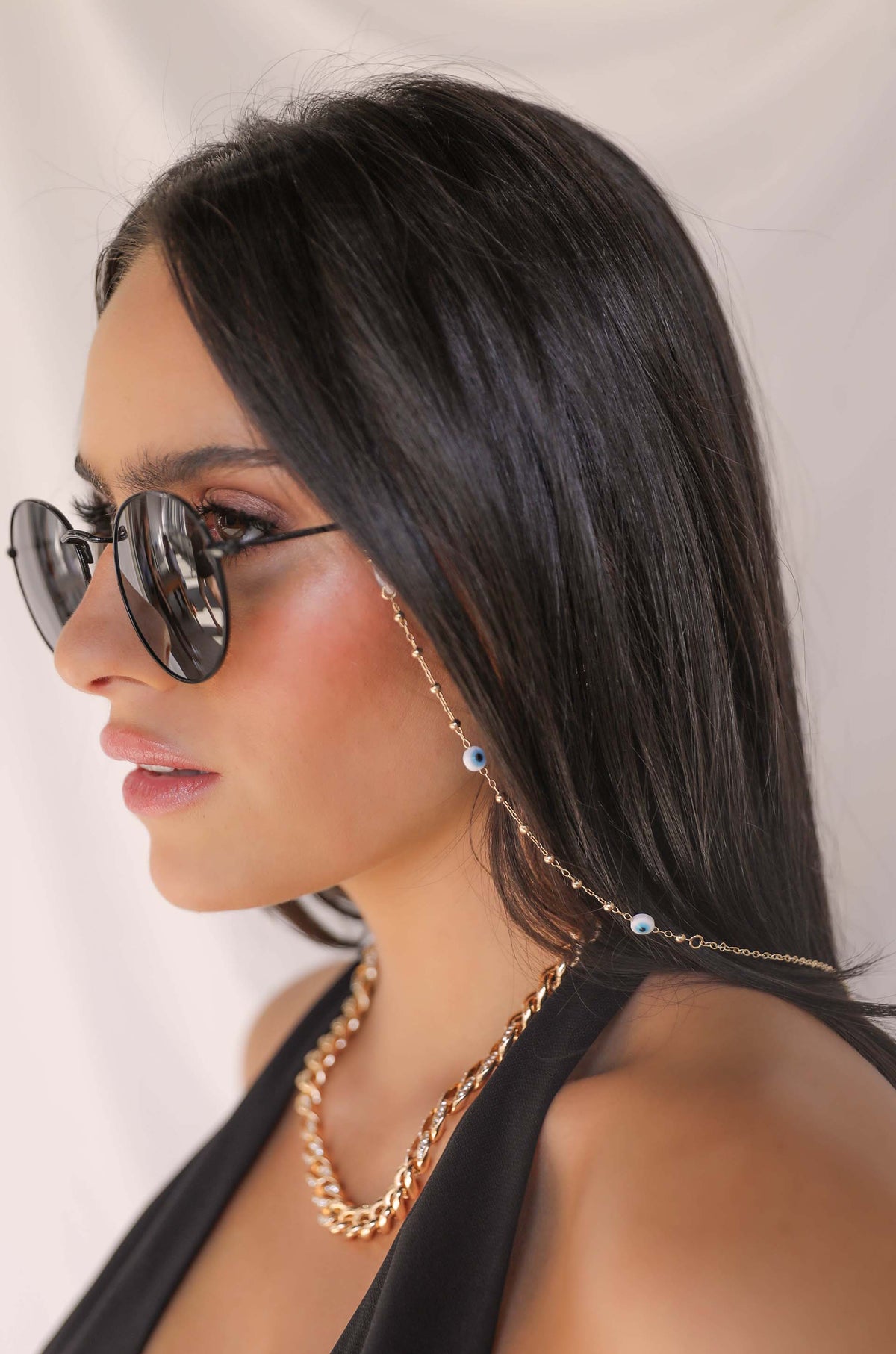 Evil Eye Beaded Eyeglass Chain - Gold Tone | Ettika