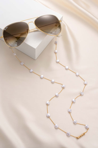 Mermaid Coin Pearls Eyeglass Chain - Gold Tone | Ettika