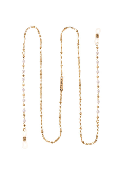 Dainty Pearl and Gold Eyeglass Chain - Gold Tone | Ettika