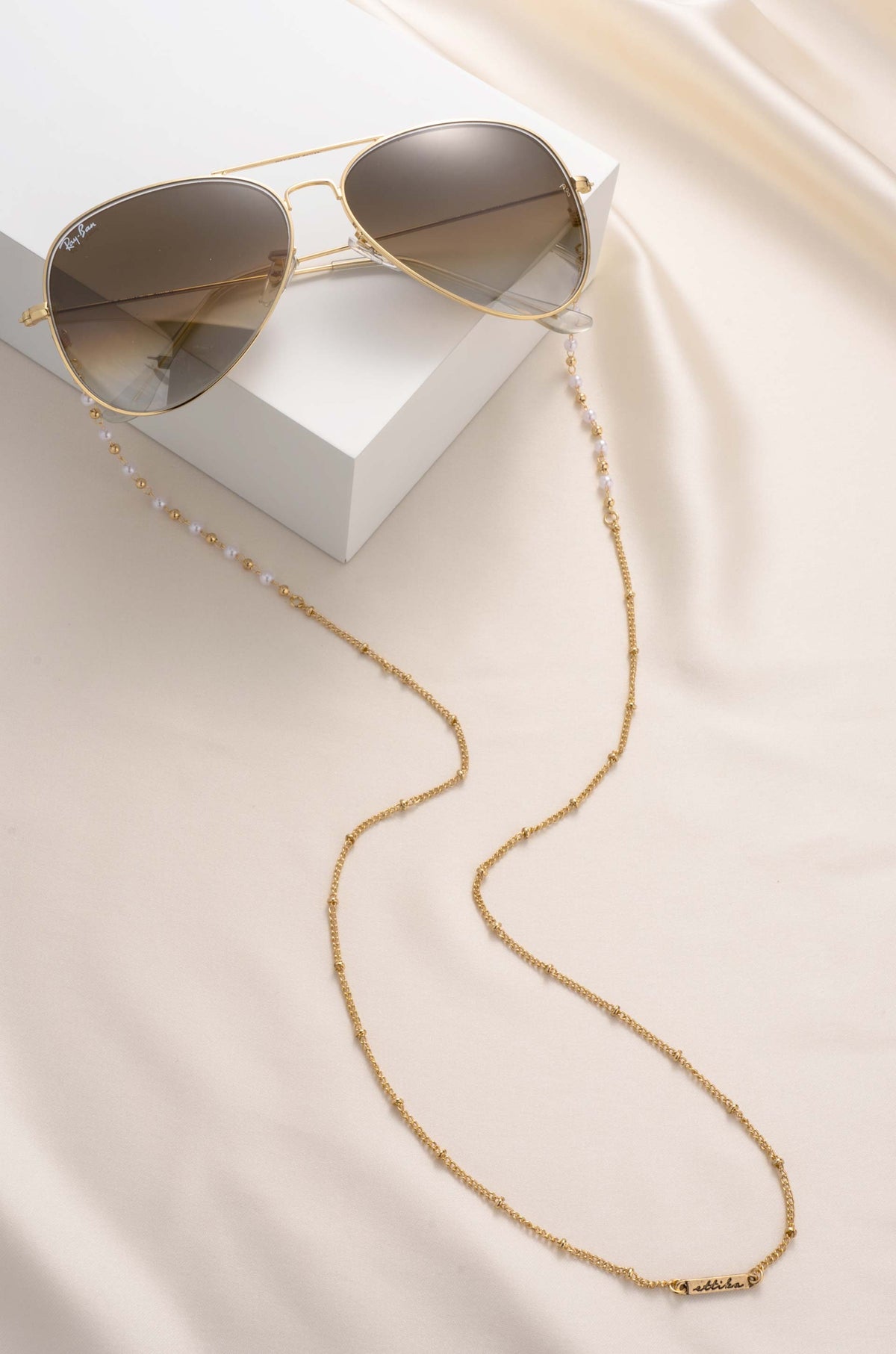 Dainty Pearl and Gold Eyeglass Chain - Gold Tone | Ettika