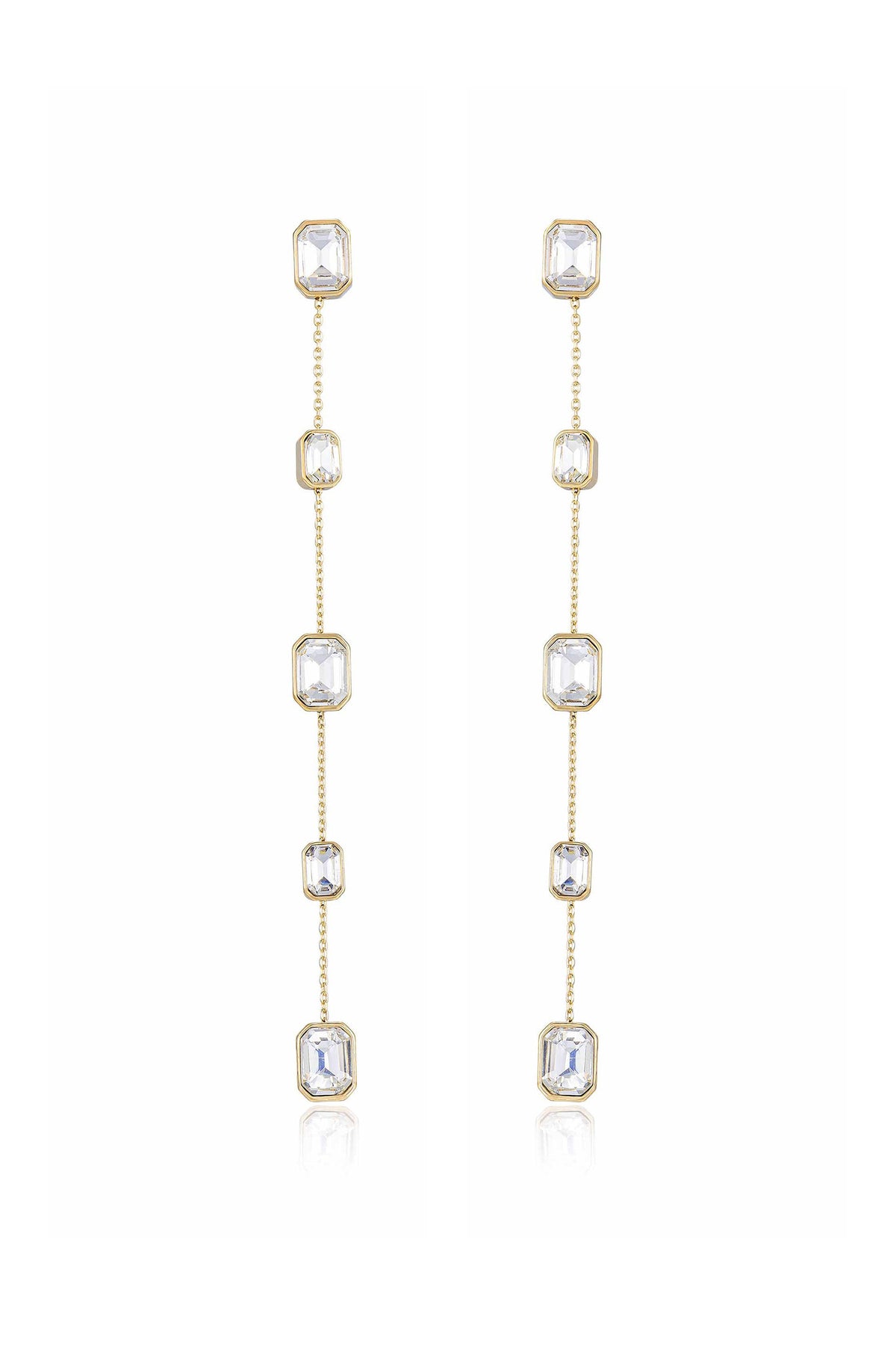 Iconic Crystal Dangle Earrings - Clear Crystal with 18k Gold Plating | Ettika