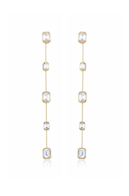 Iconic Crystal Dangle Earrings - Clear Crystal with 18k Gold Plating | Ettika