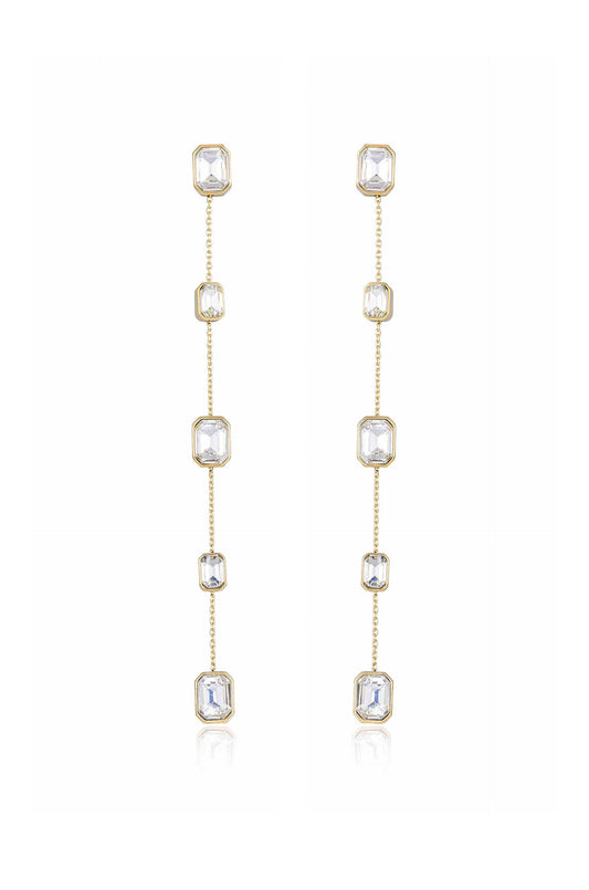 Iconic Crystal Dangle Earrings - Clear Crystal with 18k Gold Plating | Ettika