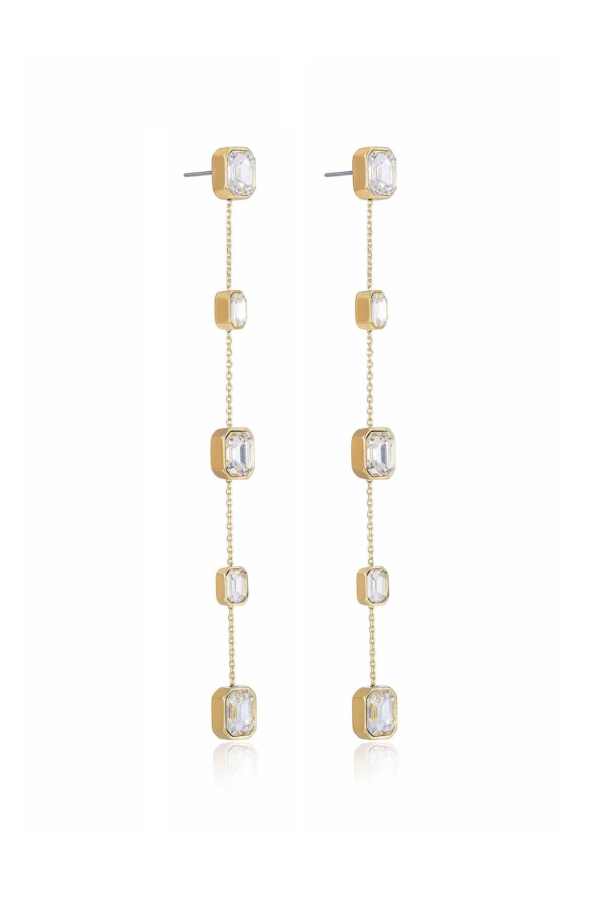 Iconic Crystal Dangle Earrings - Clear Crystal with 18k Gold Plating | Ettika