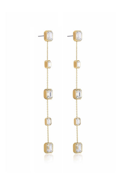 Iconic Crystal Dangle Earrings - Clear Crystal with 18k Gold Plating | Ettika