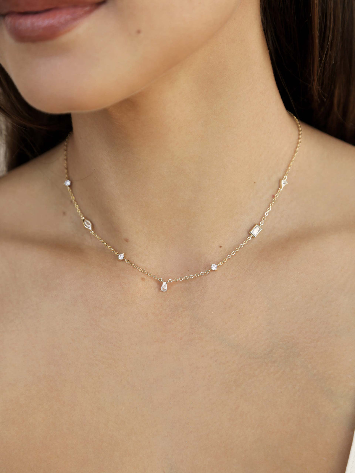 Shapely Crystals Necklace - 18k Gold Plated | Ettika