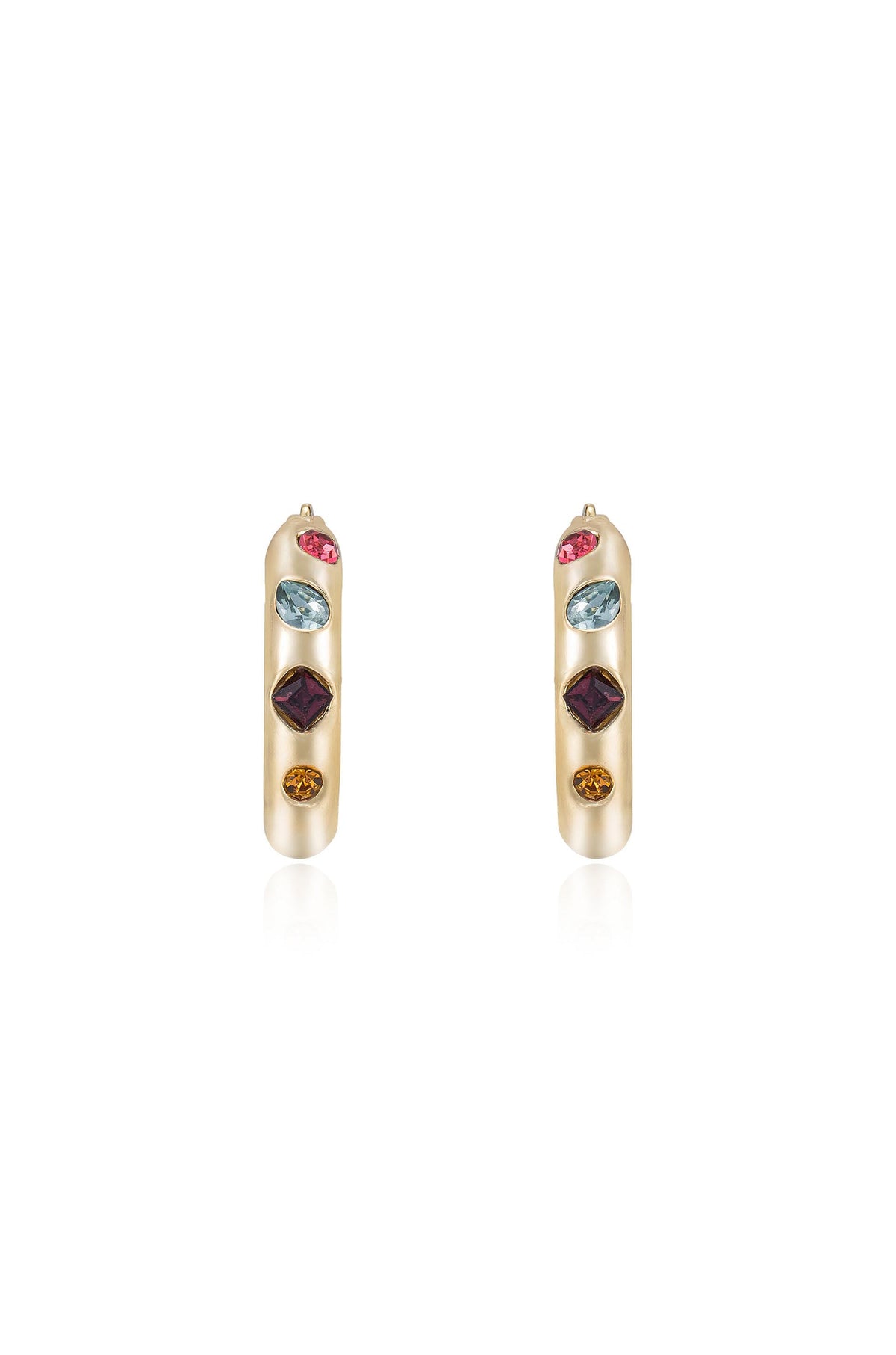 Lively Rainbow Crystal Hoop Earrings - 18k Gold Plated | Ettika