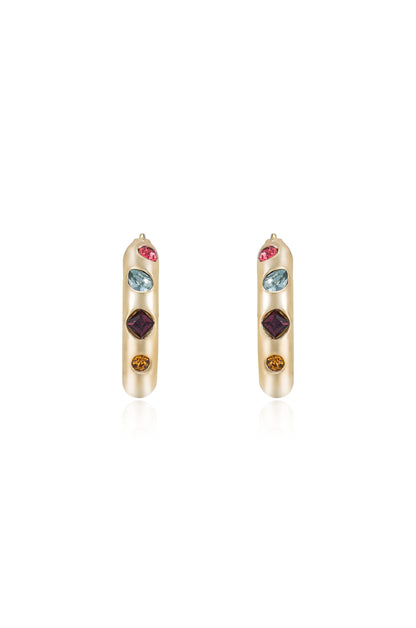 Lively Rainbow Crystal Hoop Earrings - 18k Gold Plated | Ettika