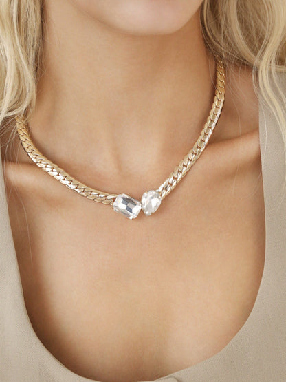 Double Gem Centerstone Necklace - 18k Gold Plated | Ettika