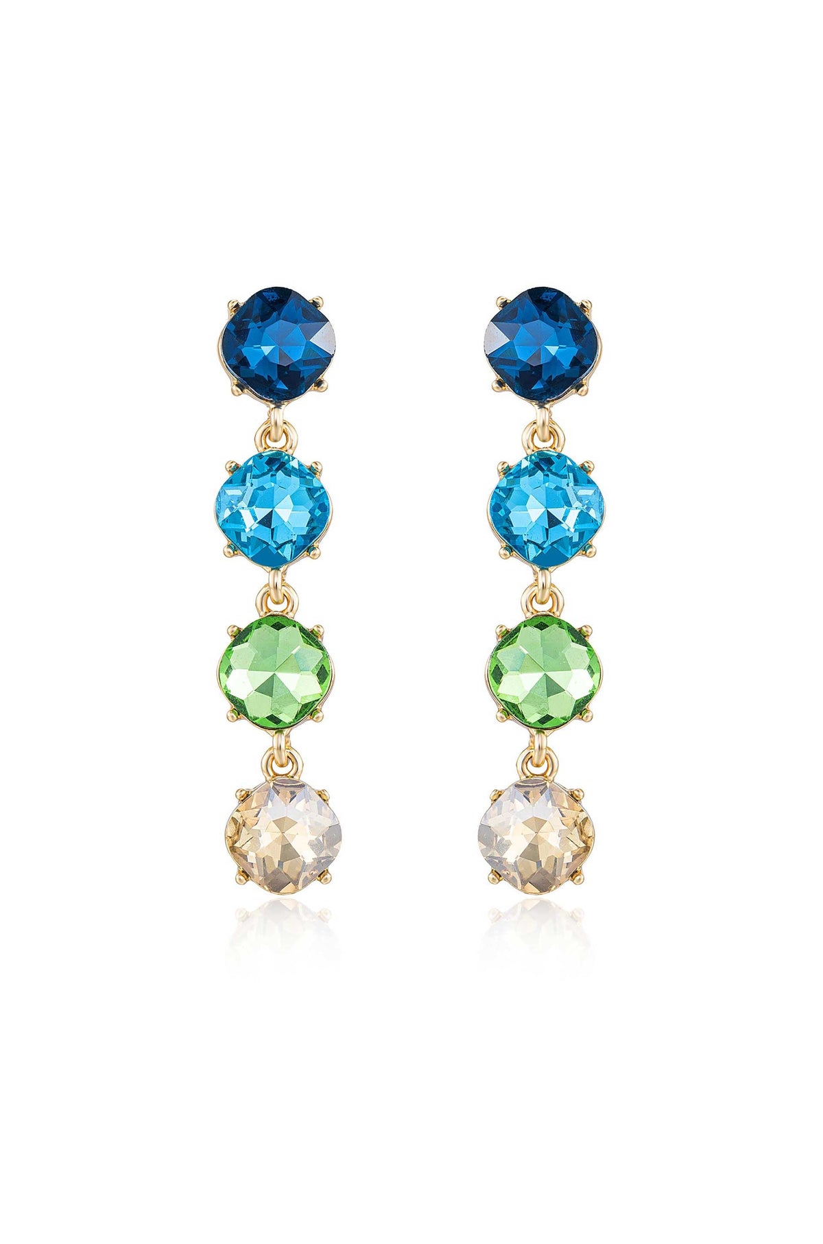 Four the Money Earrings - Blue Crystal with 18k Gold Plating | Ettika