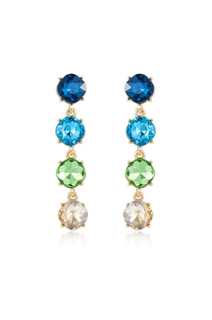Four the Money Earrings - Blue Crystal with 18k Gold Plating | Ettika