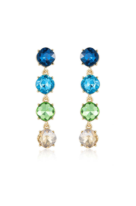 Four the Money Earrings - Blue Crystal with 18k Gold Plating | Ettika