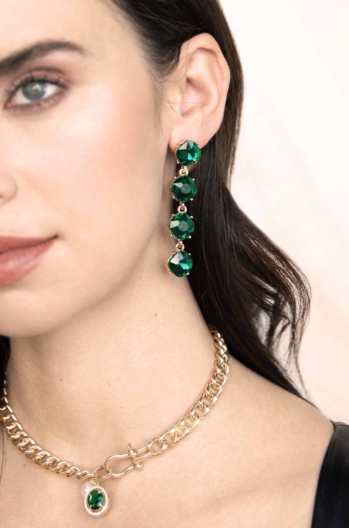Four the Money Earrings - Blue Crystal with 18k Gold Plating | Ettika