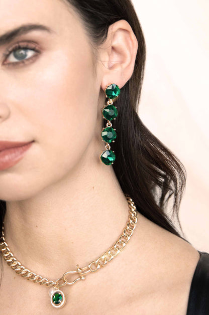 Four the Money Earrings - Blue Crystal with 18k Gold Plating | Ettika