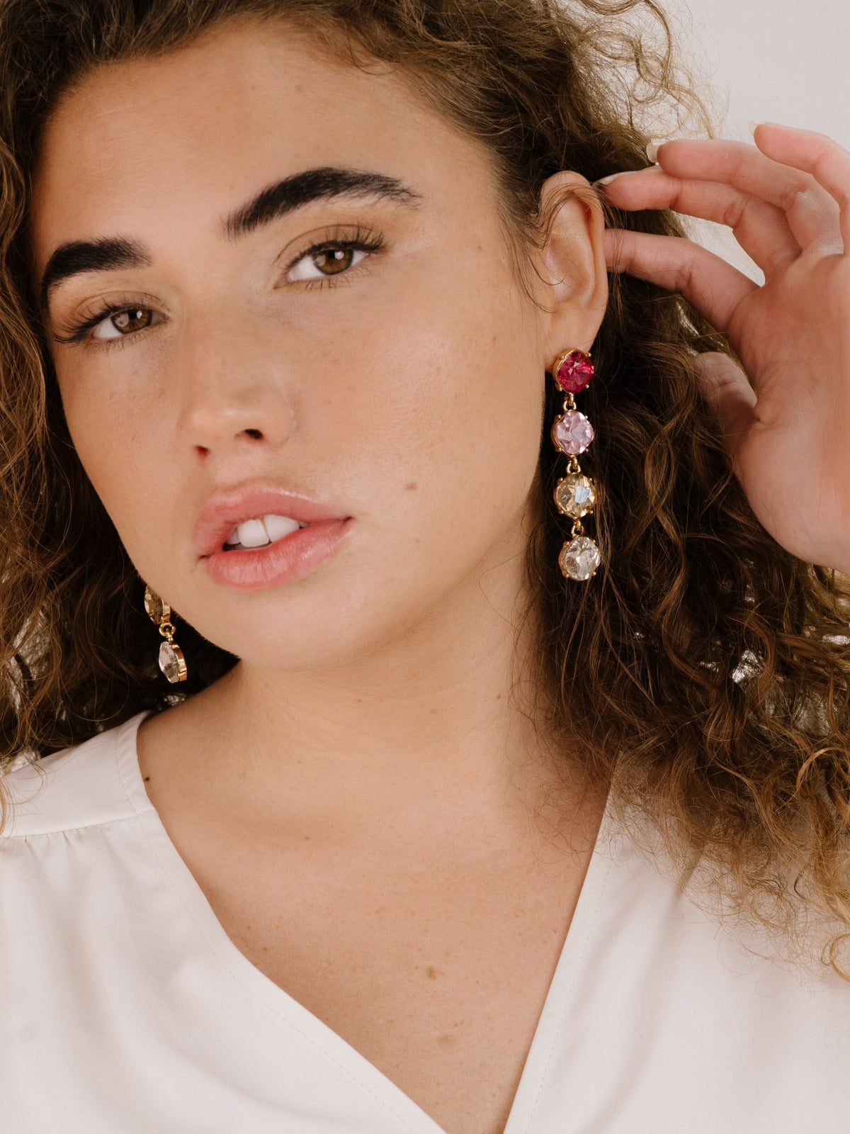 Four the Money Earrings - Blue Crystal with 18k Gold Plating | Ettika